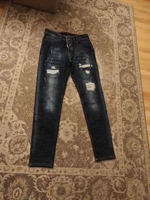 DSquared2 Distressed Paint Splatter Jeans W30 / IT 42 Dark Wash