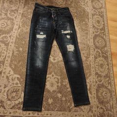 DSquared2 Distressed Paint Splatter Jeans W30 / IT 42 Dark Wash