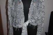Stunning white silver sequin bolero size XL UK14/16 EU42/44 Postage included