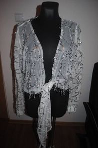 Stunning white silver sequin bolero size XL UK14/16 EU42/44 Postage included