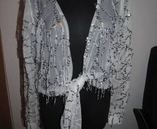 Stunning white silver sequin bolero size XL UK14/16 EU42/44 Postage included