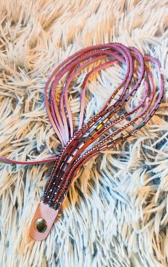 Purple Boho Multi-Layer Leather Bracelet with Rhinestones
