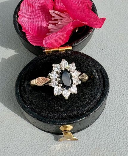 Vintage Gold & Silver Sapphire Cluster Ring