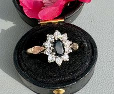 Vintage Gold & Silver Sapphire Cluster Ring