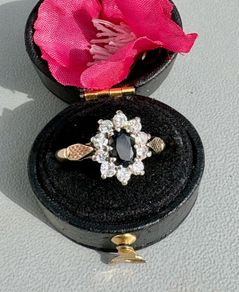 Vintage Gold & Silver Sapphire Cluster Ring
