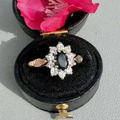 Vintage Gold & Silver Sapphire Cluster Ring