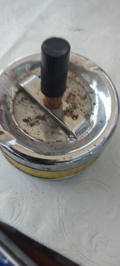 Vintage Roulette Push Ashtray: Metal Man Cave Decor,1960s 70s ,sold as seen ,see pictures for condition, used ,,abit of rust ,needs a clean