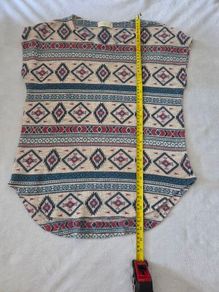 Ginger G Vintage Style Boho Southwestern Geometric Cap-Sleeve Tunic Top