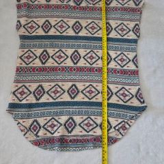 Ginger G Vintage Style Boho Southwestern Geometric Cap-Sleeve Tunic Top