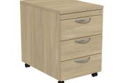 Three Drawer Lockable Mobile Pedestal - Urban Oak