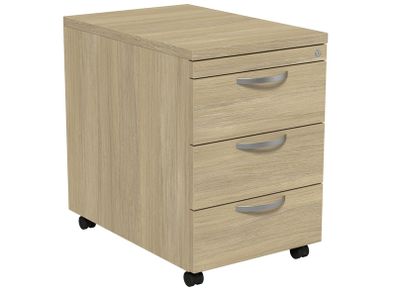 Three Drawer Lockable Mobile Pedestal - Urban Oak