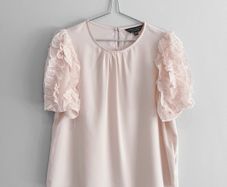 Pre Owned Dorothy Perkins Blush Pink Ruffle Sleeve Blouse