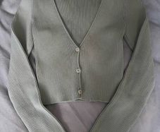 Bershka Ribbed Cropped Cardigan