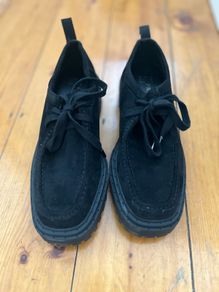 Pennies Black Suede Shoes