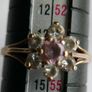 Vintage 9ct Yellow Gold 375 Pink and Clear CZ Floral Cluster Ring Size N 1,55g Image 9