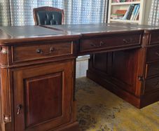 Solid wood patners' desk and captain's chair