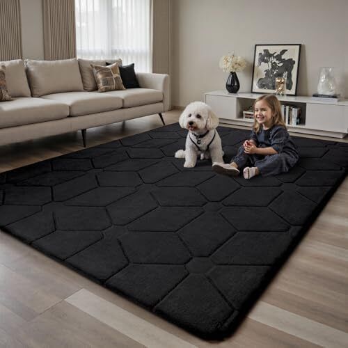 Rugs Living Room 140x200,3D Black Area Rugs for Bedroom,Extra Large Rugs for living room,Machine Washable Anti Slip