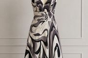 Elegant Black &amp; White Abstract Print Dress - Size 36 (EU)