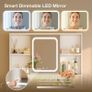 Dressing Table with Adjustable LED Mirror & Built-in USB Power Outlets & RGB Light Strip, Vanity Desk with 5 Fabric Drawers & 3-Layer Shelves, White Makeup Desk 90/40/139cm Image 8