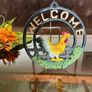 Welcome Antique Cast Iron Entryway Decor Wall Hanging Plaque Rooster Image 5
