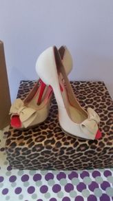 Brand New, Cream Suede Peep Toe High Heel