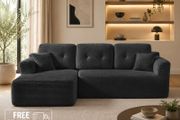 Modular Corner Sofa with Chaise Longue Slate Grey Corduroy No Assembly Required