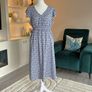 Ladies Blue & White Floral Dress with Flutter Sleeves from Encuentro Image 2