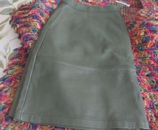 Green leather skirt