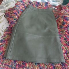 Green leather skirt