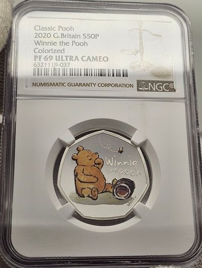 Royal Mint 2020 Silver Proof 50p Winnie the Pooh Colorised NGC PF69 UC