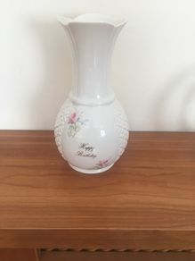 Vase - Donegal China (8inches) with 'Happy Birthday' on the front.