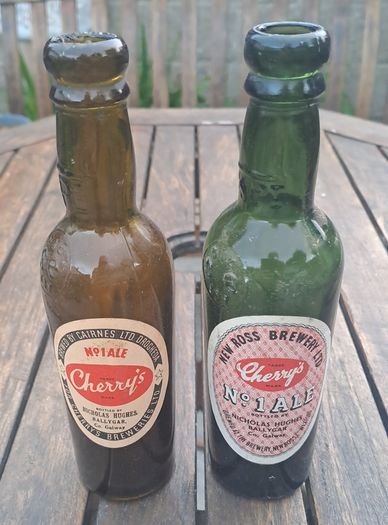Pair of Vintage Cherry's Ale Bottles fBrewed in Droghada & New Ross