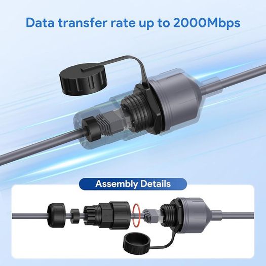 Starlink Ethernet Adapter Gen 3 & Mini. Waterproof RJ45 Coupler with Cable Extension, 2000Mbps,