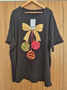 Yours Clothing Sequin Embellished Bauble T-Shirt (Size 22-24)