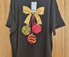 Yours Clothing Sequin Embellished Bauble T-Shirt (Size 22-24)