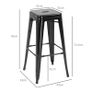 Set of 4 Stackable Bar Stools Tall Industrial Bar Chairs with Footrest Seat Height 76 cm, Metal Frame, Retro Style, for Dining Room, Balcony, Bistro or Bar, Black Image 2
