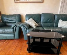 3 seater green Natuzzi recliner leather and recliner chair