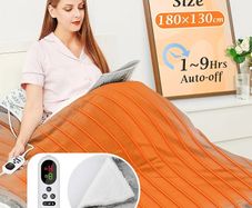 Electric Heated Blanket Throw Flannel Sherpa Fast Heating 180x130cm, 10 Heat Levels & Up-to-9-Hours Auto-Off Timer & LED Display, for Home Office Use, Machine Washable, ETL Certified, Grey