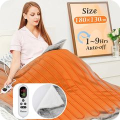 Electric Heated Blanket Throw Flannel Sherpa Fast Heating 180x130cm, 10 Heat Levels & Up-to-9-Hours Auto-Off Timer & LED Display, for Home Office Use, Machine Washable, ETL Certified, Grey