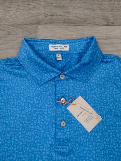 NEW Peter Millar Patterned Golf Polo Shirt Mens Large