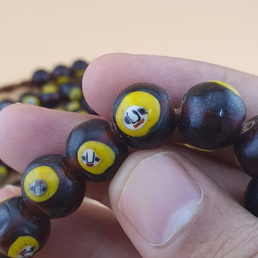 Vintage Middle Eastern Old Face Glass Beads Necklace