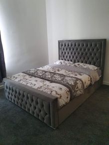 4'6 grey bumber bed with 10 inch thick memory foam orthopaedic mattress
