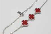 925 sterling silver four leaf clover bracelet red
