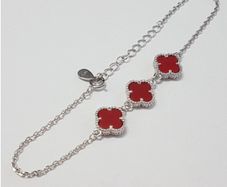 925 sterling silver four leaf clover bracelet red
