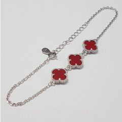 925 sterling silver four leaf clover bracelet red