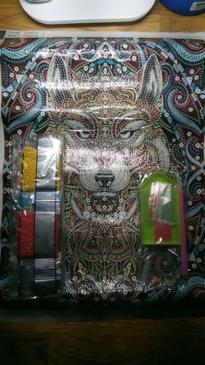 Luminous Diamond Painting Kit. Wolf