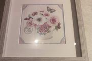 Framed Flowers vase stamped photo.