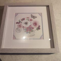 Framed Flowers vase stamped photo.