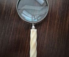 Antique carved spiral horn handle magnifying glass