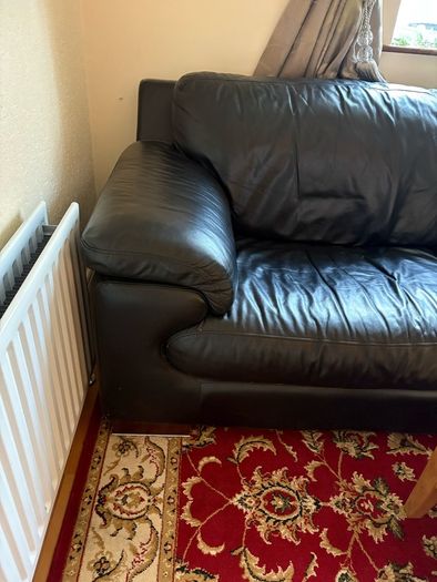 Black Italian Leather 3 Seater Couch